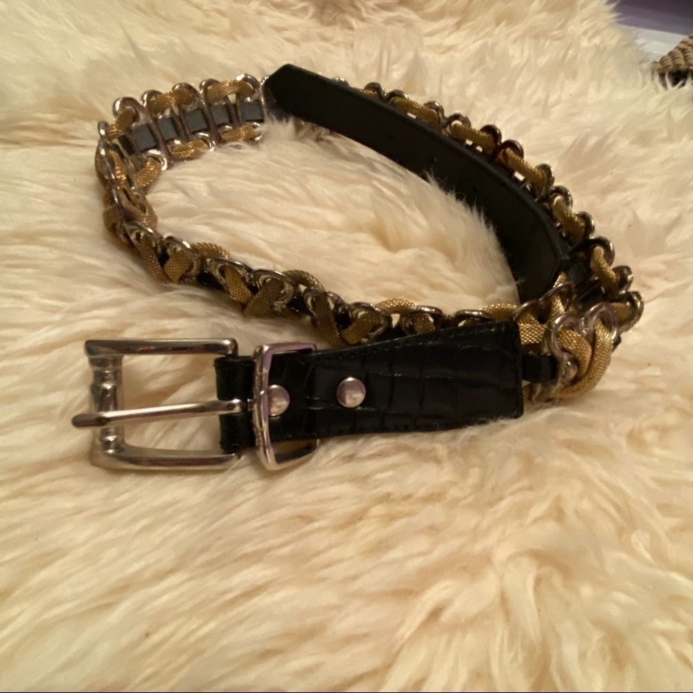 Belt with gold lace up accent